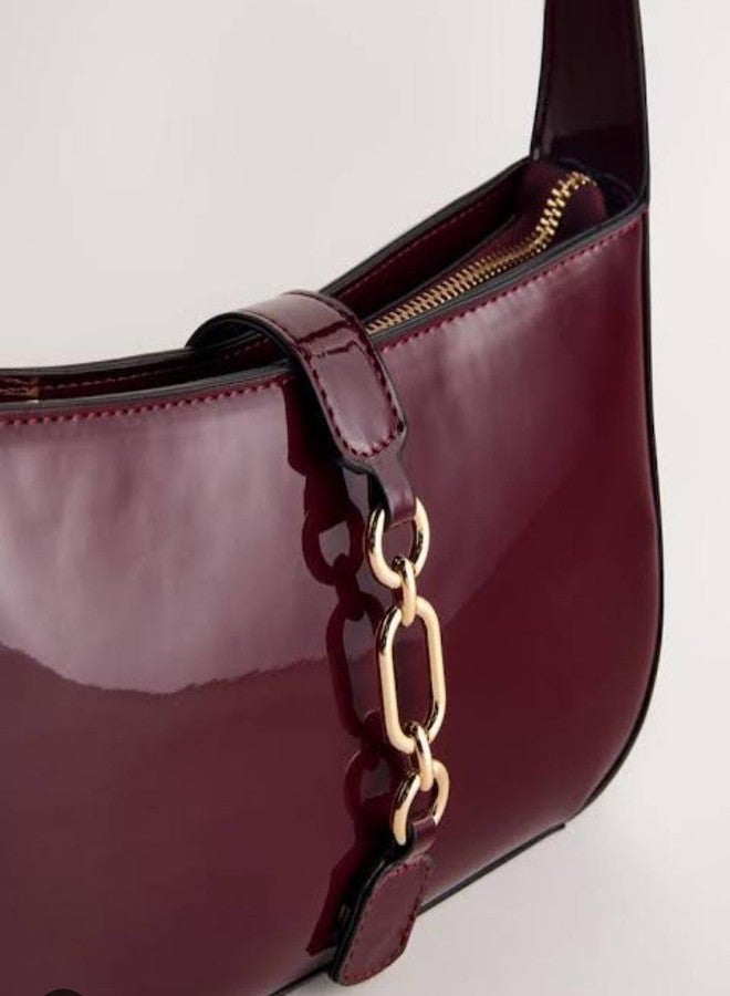 HaveGlam Premium PU Leather Sling Bag for Women | Elegant Chain Strap Crossbody Handbag | Stylish Small Shoulder Purse with Magnetic Button Closure-Maroon - Image 4